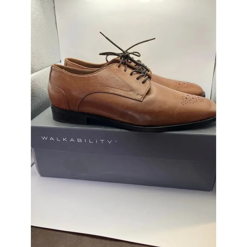 New Rockport Men's Plain Toe Oxford's with Perf‎ Tan 10.5 Leather Luxury Classic